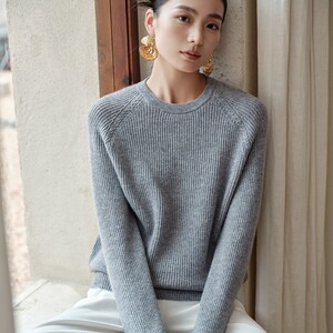 
2025 autumn and winter new 100% pure cashmere sweater for women's Yuanbao Needle Round Neck Roll-neck Roller Sleeve Loose Slimming Knitted Sweater
