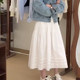 Korean sweet white lace spliced ​​skirt for women 2025 summer new high-waist slim mid-length cake skirt
