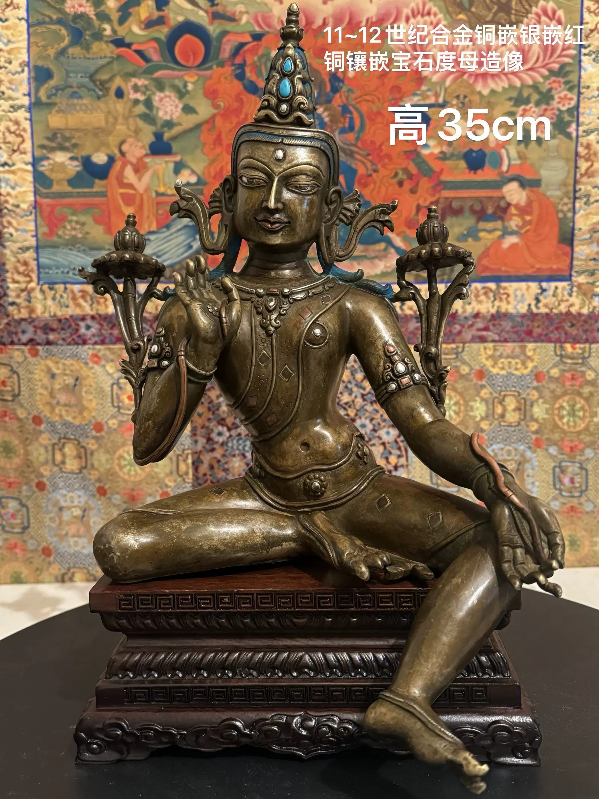 藏佛绿度母纯铜鎏金佛像古铜器菩萨家居佛堂供佛装饰品桌面摆件-Taobao Singapore