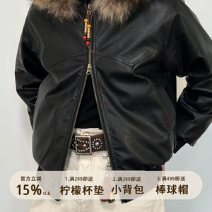 7773M New Xueli Cloud Fiber Cotton Dreamcatcher Heavy Retro Leather Jacket PU Men and Women's Same Warm Real Hair
