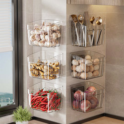 Onion, Ginger, and Garlic Storage Basket for Kitchen, Wall-Mounted Garlic Holder, Ginger and Garlic Storage Rack, Wall-Mounted Food Box Organizer