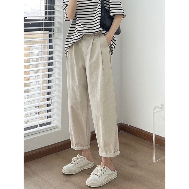 Large size casual pants for women in autumn new style fat girl mm loose and slimming wide-leg work style carrot pants suitable for pear-shaped body