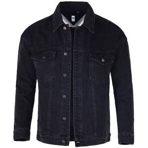 V-platform black denim jacket men's loose large size 2025 autumn and winter thick men's jacket plus velvet thickened denim jacket