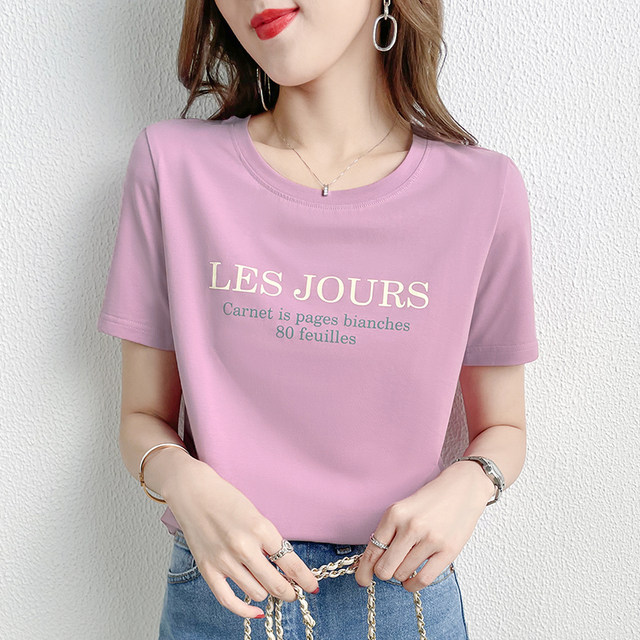 Pure cotton short-sleeved T-shirt for women 2024 new printed loose ...