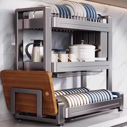 Stainless Steel Dish Storage Rack Kitchen Multi-Functional Storage Rack Household Drain Rack for Dishes and Chopsticks Storage Box