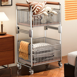 Dirty Laundry Basket Small Cart Mobile Floor-Standing Double-Layer Snack Storage Rack Home Bathroom Storage Dirty Laundry Basket