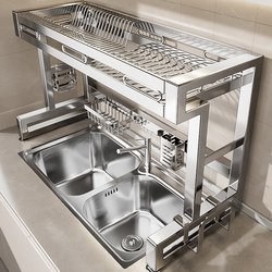 New Stainless Steel Kitchen Sink Rack, Multifunctional Dishwashing Sink, Dish Storage, Sink Dish Rack, Dish Draining Rack