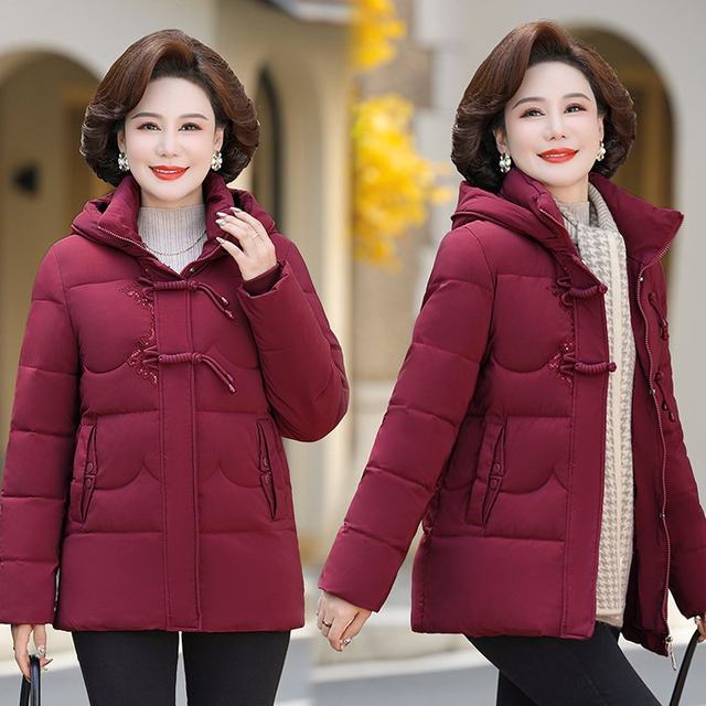 New winter down jacket for middle-aged and elderly people, mother's thickened cotton jacket, warm mid-length grandma's cotton-padded jacket