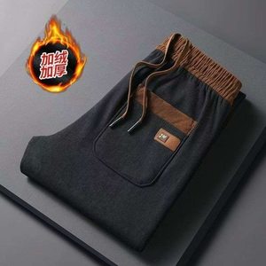 
Autumn and winter corduroy pants men's loose straight plus fleece pants large size casual pants men's sports pants warm pants