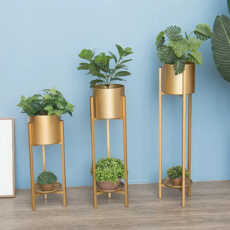 北欧花架铁艺落地式金色阳台客厅室内家用落地式绿萝金属花盆栽 北欧花架铁艺落地式金色阳台客厅室内家用落地式绿萝金属花盆栽