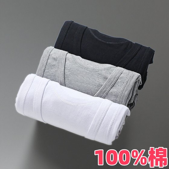 
3-piece men's pure cotton vest in summer medium and large size base old man thread sweat shirt sweat-absorbing I-shaped men's vest