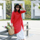 Xi Mo brand women's clothing 2024 spring and summer new sloping buckle Xiaoli collar pure ramie shirt skirt in the long hemp ingredient top
