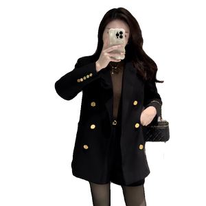 
Black woolen coat for women 2026 winter new style Korean style temperament 90 white duck down lining autumn and winter down coat