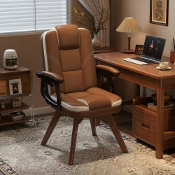 Rotatable Solid Wood Computer Chair for Home Office, Study Desk Chair, Comfortable for Long Sitting, Backrest, Bedroom Study, Makeup Chair