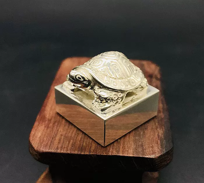 纯银龟钮印章实心银印坯金石篆刻印材和韵斋-Taobao