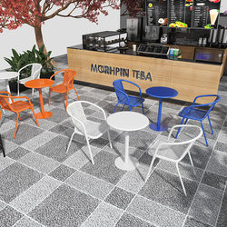 Milk Tea Shop Bar Counter Round Table with One Table and Two Chairs, Popular Rest Area, Outdoor Balcony, Clothing Store Coffee Table with Backrest Chairs
