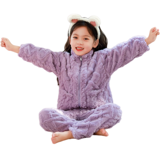 Autumn and winter Children's flavored pajamas Girls Baby Boy Home Service Girls Thick Winter Boy Coral Velvet