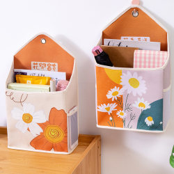 Flower Blooming Brings Prosperity Storage Hanging Bag, Wall-Mounted Fabric Storage Bag for Behind the Door, Dormitory Bedside Book and Phone Bag Organizer