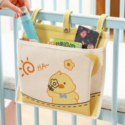 Bedside Storage Hanging Bag for Baby Crib, Cute Fabric Fence Hanging Basket, Dormitory Upper Bunk Large Capacity Storage Bag