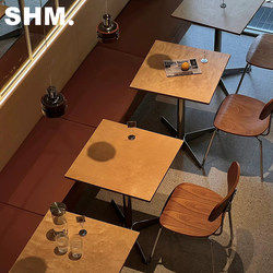 Medieval-Style Cafe Ocean-Themed Table and Chair Set, Milk Tea and Dessert Shop, Korean Restaurant, Solid Wood Small Square Table for Commercial Use