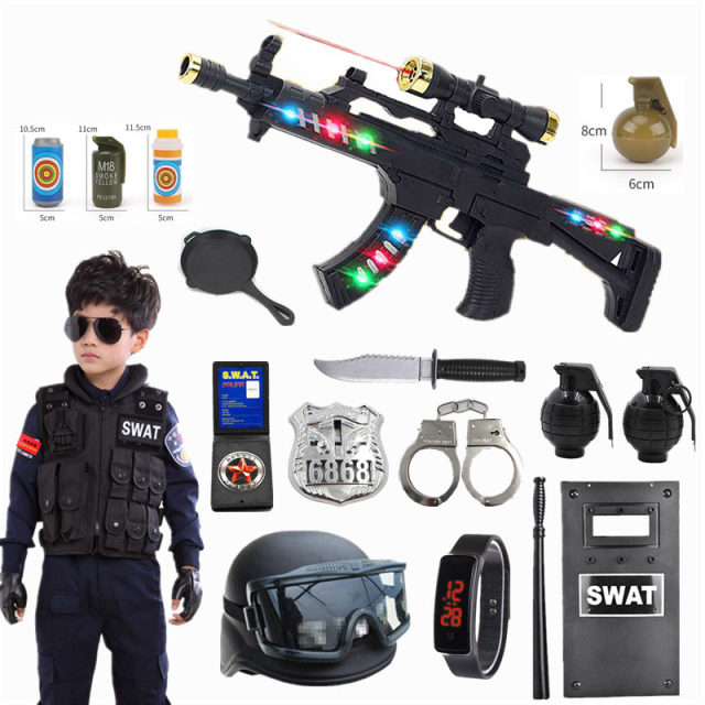 Children's police toy gun full set real-life chicken equipment special ...