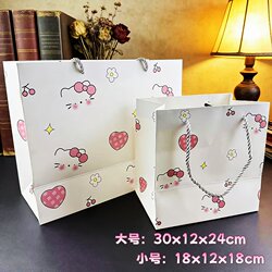 New Cute and Creative Cartoon Hand-Painted Kt Cat Tote Bag, Convenient Birthday Gift, Hard Cardboard Bag, Exquisite Paper Bag