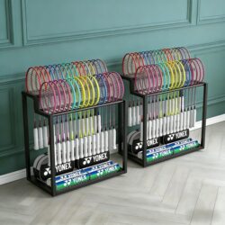Sports Equipment Storage Rack for Home Use, Large Capacity Organizer for Sports and Fitness Equipment, Floor-Standing Rack for Badminton Rackets