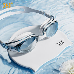 361 Swimming Goggles for Women, Swimming Goggles and Cap Set, High-Definition, Anti-Fog, Waterproof, Small Frame, Prescription Lenses for Nearsightedness, Men's Style, Adult