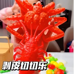 Crab, Lobster, Seafood, Peel-And-Play Pretend Play Set for Babies to Learn about Fruits and Vegetables, Realistic Apple Cutting Toy