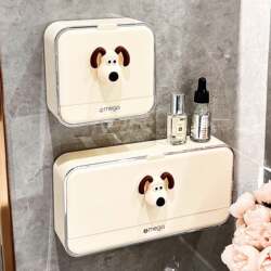 Cream style 2023 new soap storage box high-end home punch-free wall-mounted drain double-layer soap box