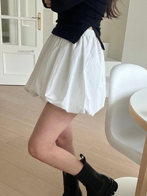 Popular folds, bud loose waist to cover the ultra -short half skirt, summer simple bubble lanterns, high -end skirt female
