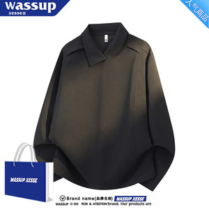 
Sweatshirt men's deconstructed lapel T-shirt spring and autumn new American irregular design long-sleeved polo shirt couple wear