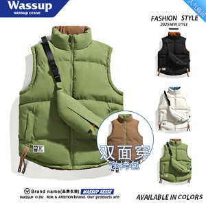 
Vest Men's Stand Collar Stylish Sports Style Thickened Autumn and Winter New Reversible Cotton Clothes Vest Versatile Couple Style