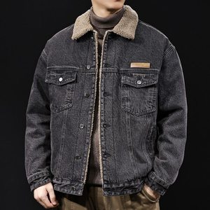 
Winter lamb velvet thickened denim jacket men's trendy brand American retro jacket handsome trendy warm cotton jacket