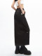 APEA American retro H-shaped design pleated bag work skirt spring and summer gray straight-slit long skirt