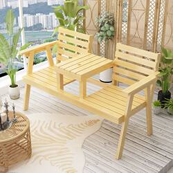 Park Outdoor Camping Leisure Outdoor Chairs and Stools Garden Leisure Chairs Solid Wood Patio Balcony Bench Double Chair