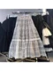 Fashionable elastic high waist heavy industry embroidered mesh spliced ​​A-line skirt European station spring and summer women's new style 2025