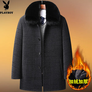 Playboy Dad's winter jacket Middle -aged and old, middle -length hair woolen woolen woolen woolen woolen
