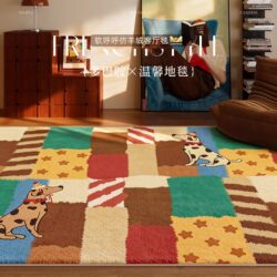 American-Style Dopamine Carpet for Living Room, Winter Floor Mat, Retro Bedside Rug for Bedroom, Non-Slip, Waterproof, Plush, Easy-Care