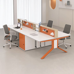 Desk Staff Desk and Chair Combination Modern Simple Double Two 4 Four 6 Six People Hole Board Screen Furniture