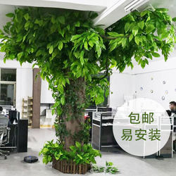 Artificial Tree with Fake Leaves for Indoor Pillar Decoration, Vine Wrapped Around Pipes to Cover Them, Green Plant Wall, Greenery