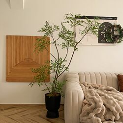 Fake Green Plants for Decoration, Artificial Nandina Bamboo Indoor Potted Plants, Large Floor-Standing Ornaments, Light Luxury Artificial Green Plants for the Living Room