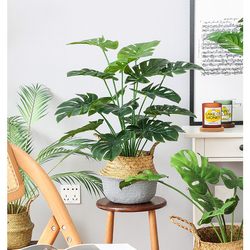 Nordic Artificial Green Plant, Bionic Monstera Plant Decoration, Fake Flower Ornament for Living Room Indoor, ins Style Small Potted Plant