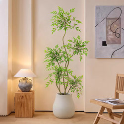 Simulated Green Plant, Nandina Bamboo Potted Plant, High-End Light Luxury Indoor Living Room Floor-Standing Decorative Flower, Large Artificial Plant, Fake Tree