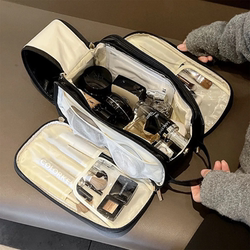 Cosmetic Bag, Large Capacity, Portable, Extra-Large Double-Door Travel Skincare Storage Bag, Waterproof Travel Toiletry Bag