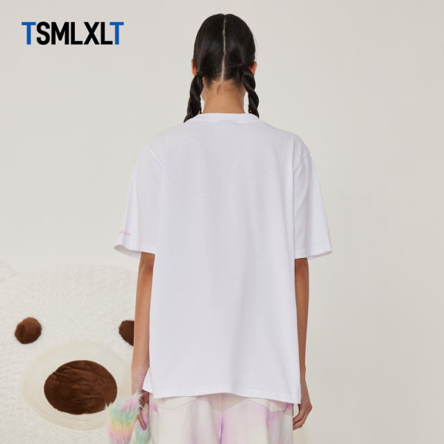 TSMLXLTTT trendy brand white round neck short-sleeved women's bottoming ...