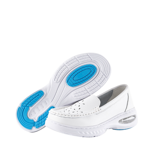 Muylai summer new cowhide soft base nurse work Dou bean shoes hollowed out and increase, not tired, little white shoes girl