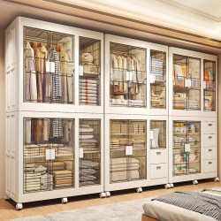 Simple Wardrobe for Home Use in the Bedroom, No Installation Required, Foldable, Deepened, Adult Clothing Storage Cabinet, Extra-Large Clothes Storage Cabinet