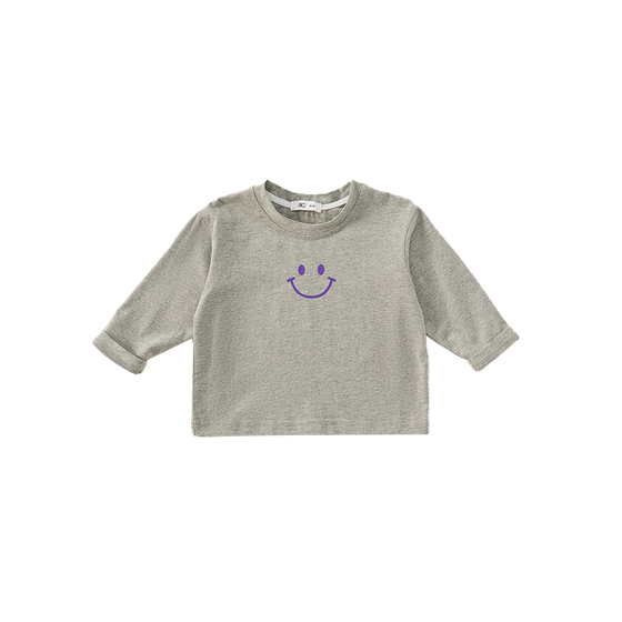 Children's base shirt spring and autumn style boy smiling T-shirt casual and versatile girls multi-color long-sleeved children's fashionable inner wear