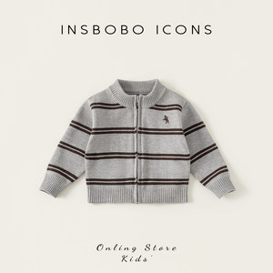
INSbobo children's sweater 2026 new boys spring coat baby sweater fashionable spring and autumn tops trendy